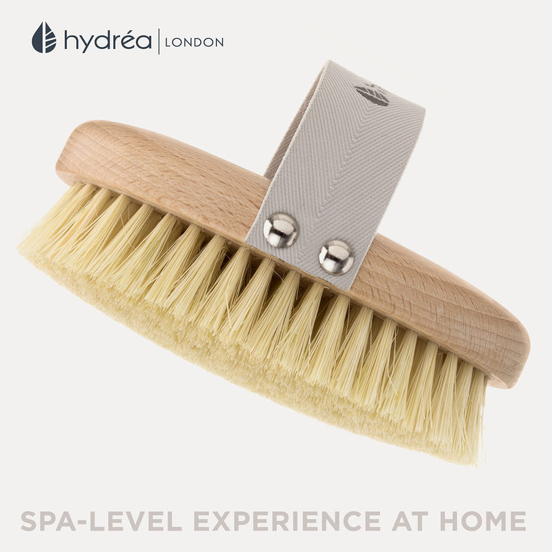 Hydrea London Body Brush - Exfoliating Dry Scrubber, Cellulite Remover, & Skin Exfoliator, Helps Improve Lymphatic Flow - 100% Vegan, FSC® Certified Beechwood, & Natural Cactus Bristle Body Brush Only - NewNest Australia