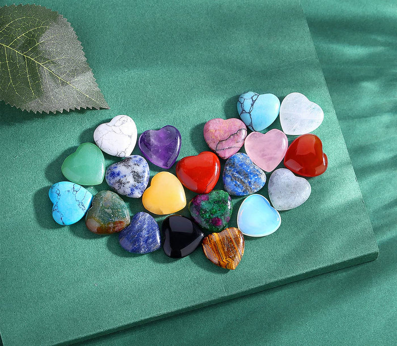 XIANNVXI 20 Pcs Healing Crystals Heart Gemstones Natural Healing Crystal Gifts Love Palm Pocket Stones Reiki Chakra Crystals Multicolour-20pcs - NewNest Australia