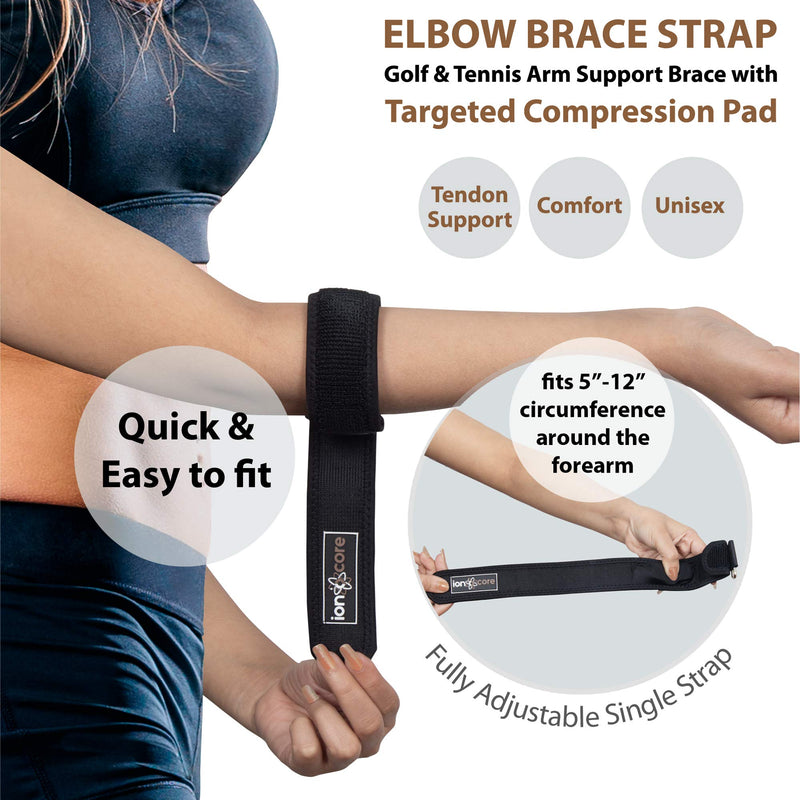 Ionocore® Tennis Elbow Support Strap - Golfers Arm Brace with Targeted Compression Pad & Fully Adjustable Clasp - Joint & Forearm Support Band to Aid Home Workouts & Exercise (1) 1 - NewNest Australia