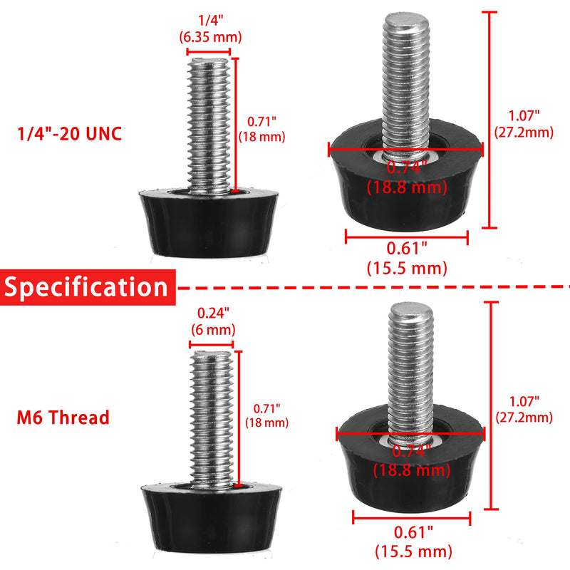 1/4" UNC Thread Adjustable Furniture Levelers Screw in Threaded, Galvanized Steel Screw Foot Levelers Screw On Furniture Glide Leveling for Table, Chair, Furniture Legs, 20 pcs Pack 1/4"-20 UNC Thread - NewNest Australia