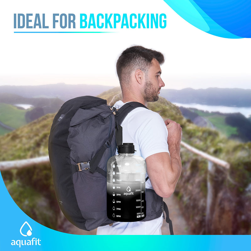 AQUAFIT 1 Gallon Water Bottle with Straw Motivational Water Bottle Big Water Bottle with Straw 1 Gallon Water Bottle Water Jug 1 Gallon Water Jug Daily Water Bottle with Time Marker Bottle Black Fade - NewNest Australia