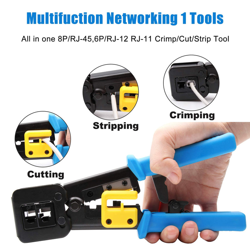 RJ45 Crimp Tool,Knoweasy All-in-One Crimper for Pass-Through/EZ/Legacy RJ11/RJ12/RJ45 connectors,CAT3/CAT5e/CAT6 Network Cable UTP/STP Wire Crimping Tool - NewNest Australia
