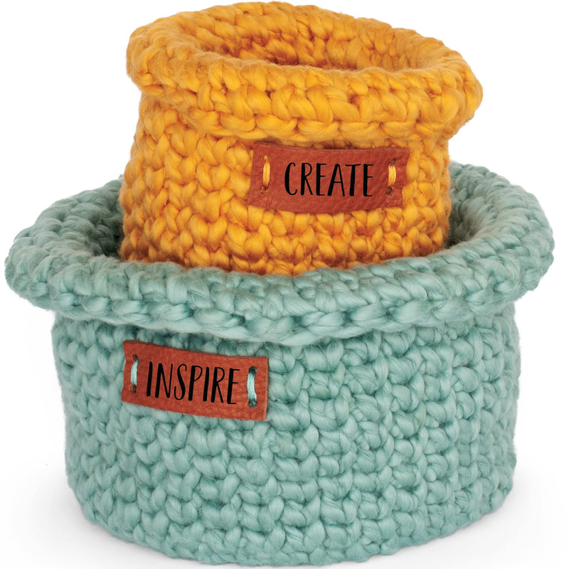 Boye Jonah's Hands Nesting Baskets Beginners Crochet Kit for Kids and Adults, Makes 2 Projects, Multicolor 7 Piece - NewNest Australia