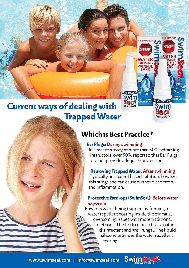 SwimSeal Protective & Ear Drying Drops for Daily Use Rather Than Earplugs or Alcohol-Based Drops. Ideal for Swimming, Scuba, Diving, Surfing & Triathlons for All Ages 1 Count (Pack of 1) - NewNest Australia