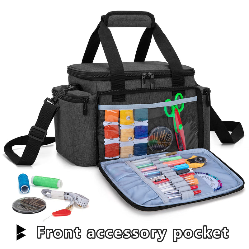 CURMIO Sewing Accessories Organizer, Large Sewing Supplies Storage Bag with Shoulder Strap for Spool Thread, Scissor and Sewing Needles, Black (Bag Only) - NewNest Australia