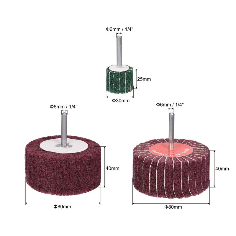 uxcell 3 Sizes Abrasive Wheel Set Cylindrical Head Nylon Fiber Polishing Wheels 30x25mm/80x40mm/80x40mm for Rotary Tool Green, Red - NewNest Australia