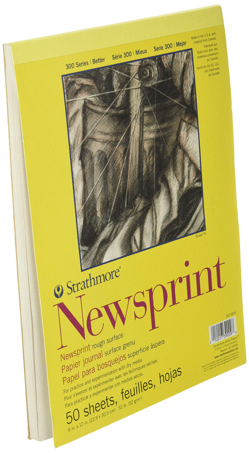 Strathmore 307-809 300 Series Rough Newsprint Pad, 9"x12", 50 sheets, Natural Tone - NewNest Australia