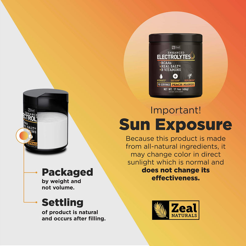 Electrolyte Powder Recovery Drink (90 Servings | Peach Mango) w Real Salt +BCAAs +B-Vitamins Sugar Free Electrolyte Supplement w Potassium Zinc & Magnesium for Hydration - Keto Electrolytes - NewNest Australia