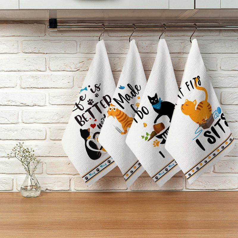 pinata Cat Kitchen Towels Decorative Set of 4 - Cat Lover Gifts for Women - Housewarming Gifts - Cat Gifts for Cat Lovers - Cat Mom Gifts for Women - Funny Cat Dish Towels - Cat Kitchen Decor - NewNest Australia