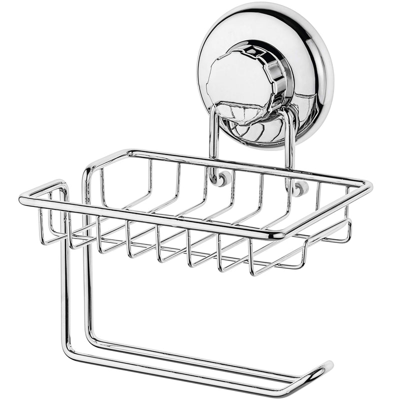 HASKO accessories Suction Cup Toilet Paper Holder with Shelf, Stainless Steel SS304 Toilet Paper Roll Holder, Wall Mount Tissue Roll Dispenser for Bathroom Kitchen (Chrome) - NewNest Australia
