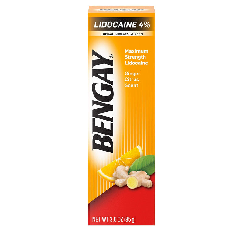 Bengay Pain Relieving Lidocaine Cream, Non-Greasy Topical Analgesic Cream with The Maximum Strength Numbing Relief of 4% Lidocaine HCl, Pleasant and Soothing Ginger Citrus Scent, 3 oz 3 Ounce (Pack of 1) - NewNest Australia