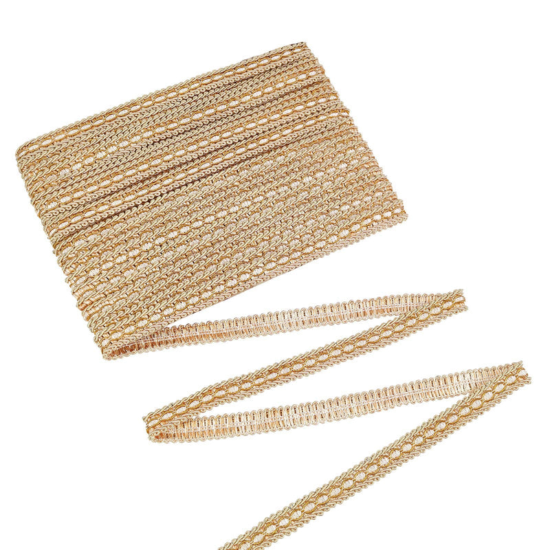 FINGERINSPIRE Gold Braid Trim 5/8" X 12.5 Yards Polyester Ribbon Woven Gimp Fringe Trim for Costume DIY Crafts Sewing Jewelry Making Home Decoration - NewNest Australia