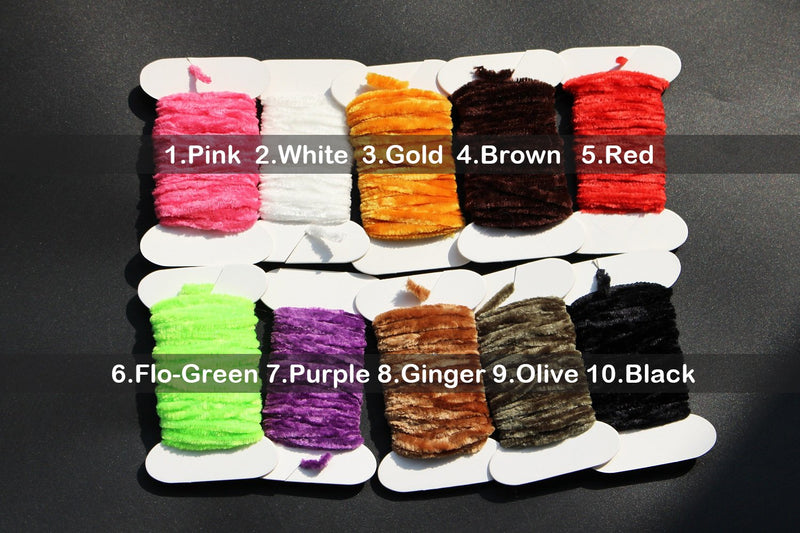 Tigofly 10 Cards 50m Worms Rayon Yarn Tinsel Chenille Floss Line Thread Woolly Bugger Nymph Fly Tying Materials - NewNest Australia