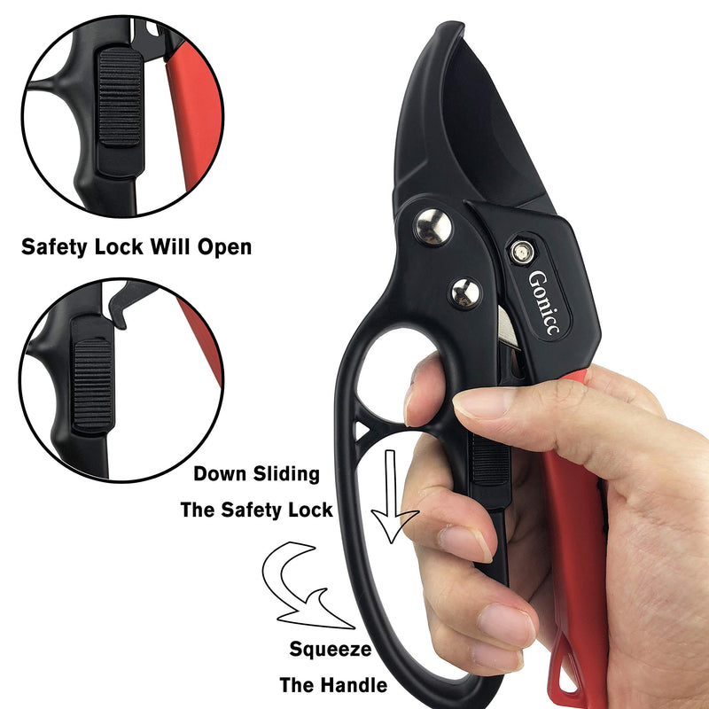 gonicc 8" Professional Ratchet Anvil Pruning Shears (GPPS-1011), Ratcheting Mechanism, Anvil Groove Design, Reinforced Design Handle, Garden Shears Clippers, Anvil Pruner, Hand Tools Scissors Loppers - NewNest Australia
