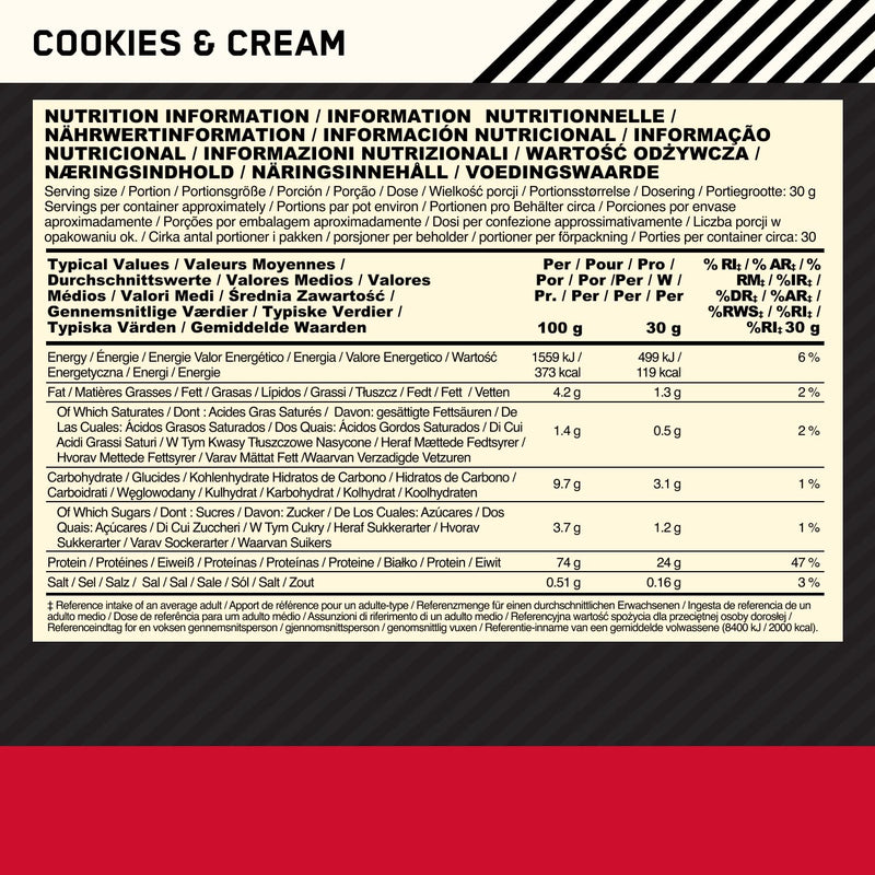 Optimum Nutrition Gold Standard Whey Protein, Muscle Building Powder With Naturally Occurring Glutamine and Amino Acids, Cookies and Cream, 28 Servings, 896 g, Packaging May Vary Cookies & Cream - NewNest Australia