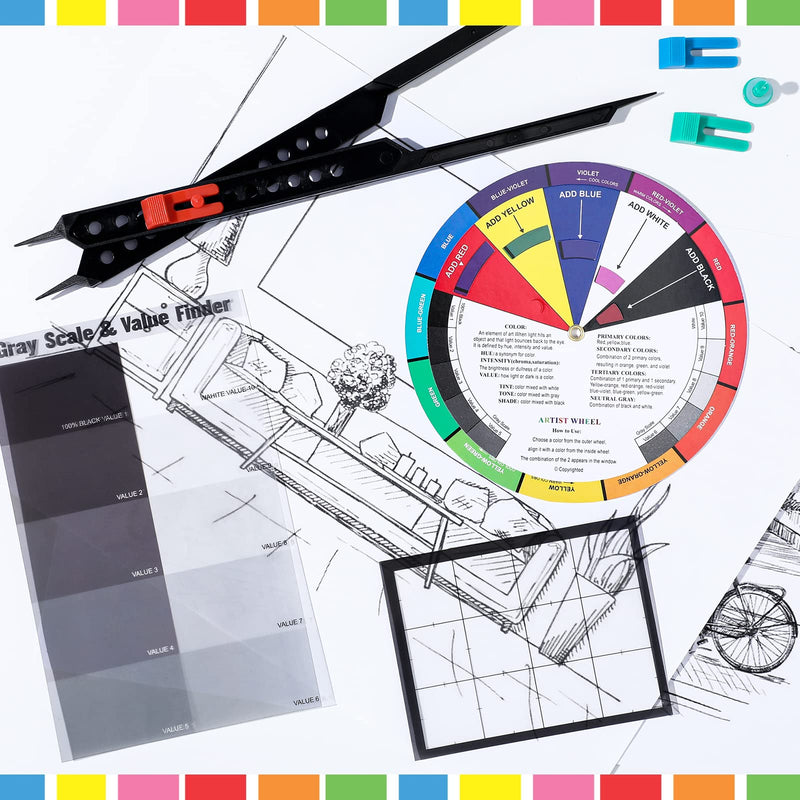 Color Finder Wheel for Artists, Proportional Divider Viewfinder Gray Scale Value Finder Pocket Drawing Tools Kit for Artists Supplies - NewNest Australia