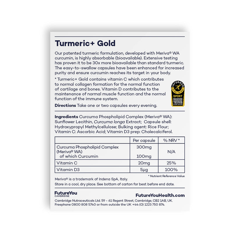 Turmeric+ Gold - Curcumin Capsule Patented Meriva Formulation with Vitamins C & D – Purest Turmeric Supplement for Bones, Joints & Muscles, 28 Day Supply - NewNest Australia