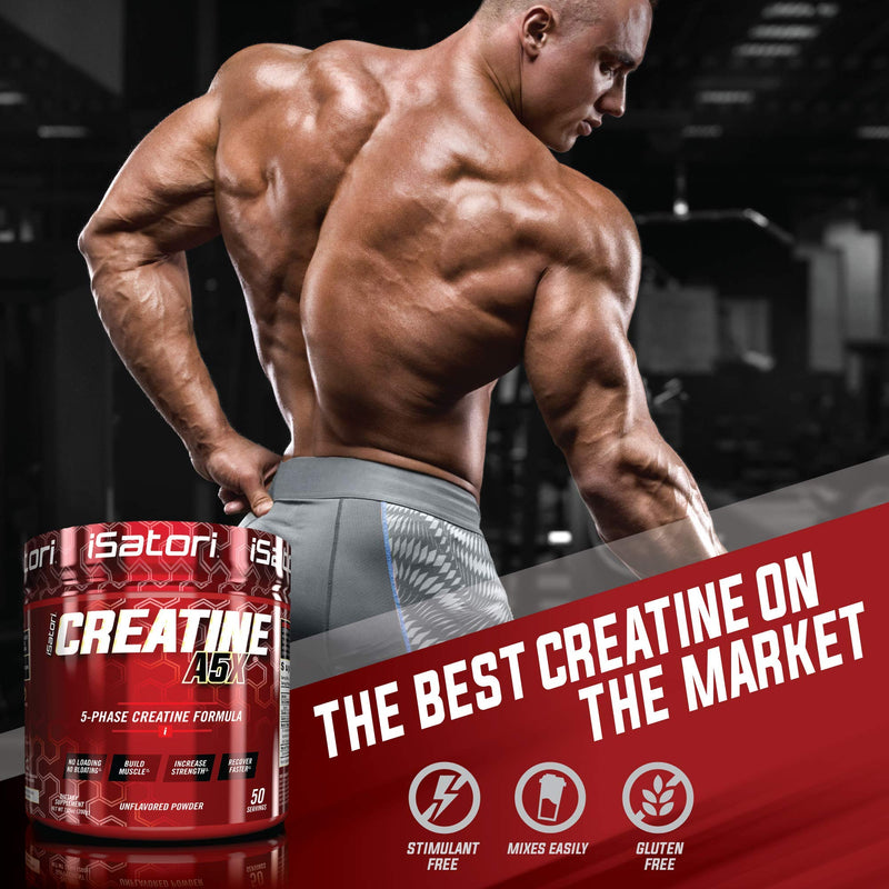 iSatori Creatine A5X Advanced 5-Phase Creatine Monohydrate Powder for Muscle Growth, Strength Building, & Recovery - Dietary Supplement for Training & Weight Lifting - Unflavored (50 Servings) - NewNest Australia