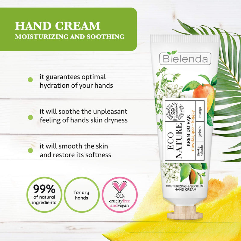 Bielenda Eco Nature - Guarantees Optimal Hydration Soothe The Unpleasant Feeling Of Hands Skin Dryness - Eco Nature - Cockatoo Plum + Jasmine + Mango - Hand Cream Moisturizing And Soothing - 50 ml - NewNest Australia