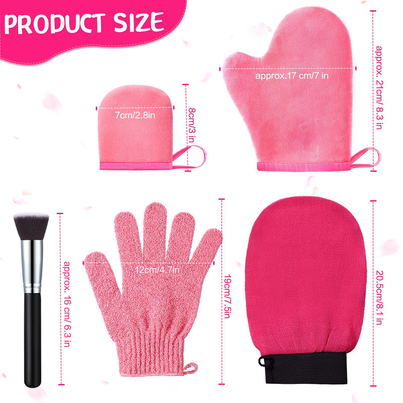 5 Pieces Self Tanning Mitt Applicator Kit Set Self Tanner Glove Self Tanning Mitt with Tanning Glove Mini Face Mitt Exfoliating Glove Tanning Brush Bath Mitt (Pink, Rose Red) Pink, Rose Red - NewNest Australia