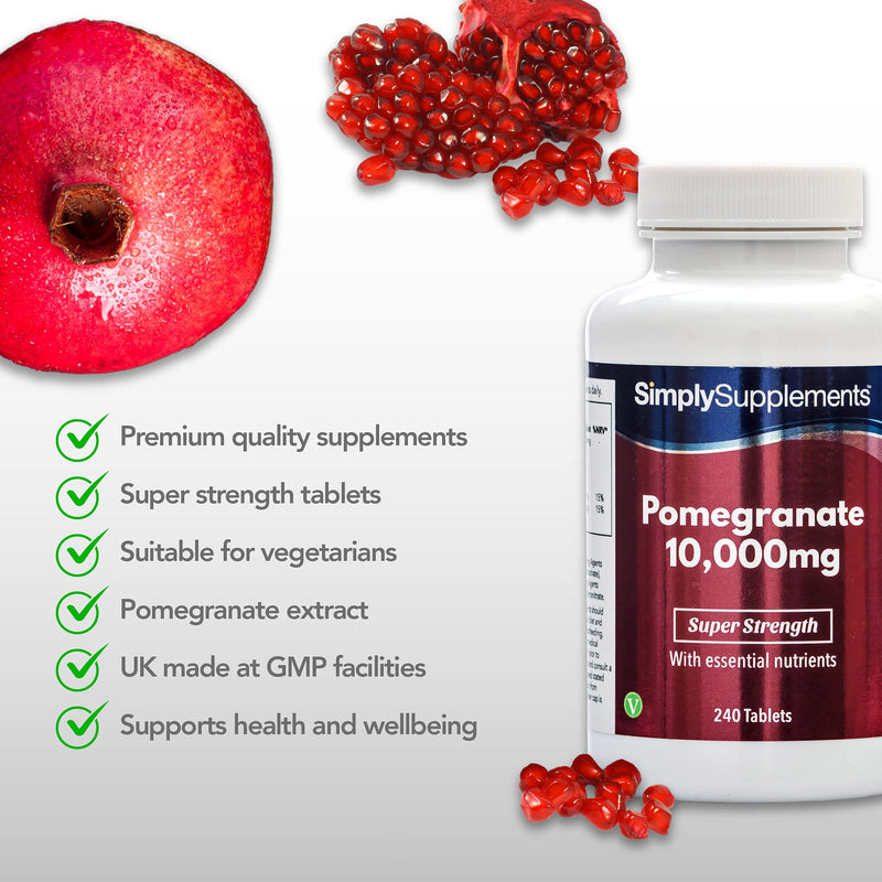 Pomegranate 10,000mg - 240 tablets - Suitable for vegans - Supply for up to 4 months - SimplySupplements - NewNest Australia