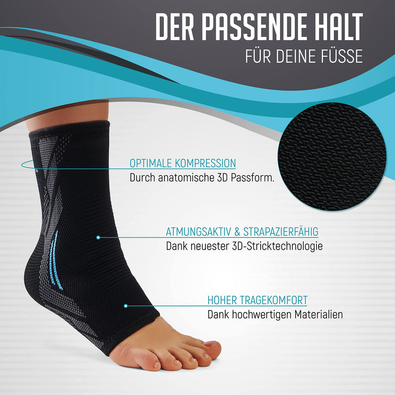 KINETIC EVOLUTION 2 pieces foot bandage for men and women, ankle bandage, supports the ankle, sports ankle bandage for right and left M black - NewNest Australia