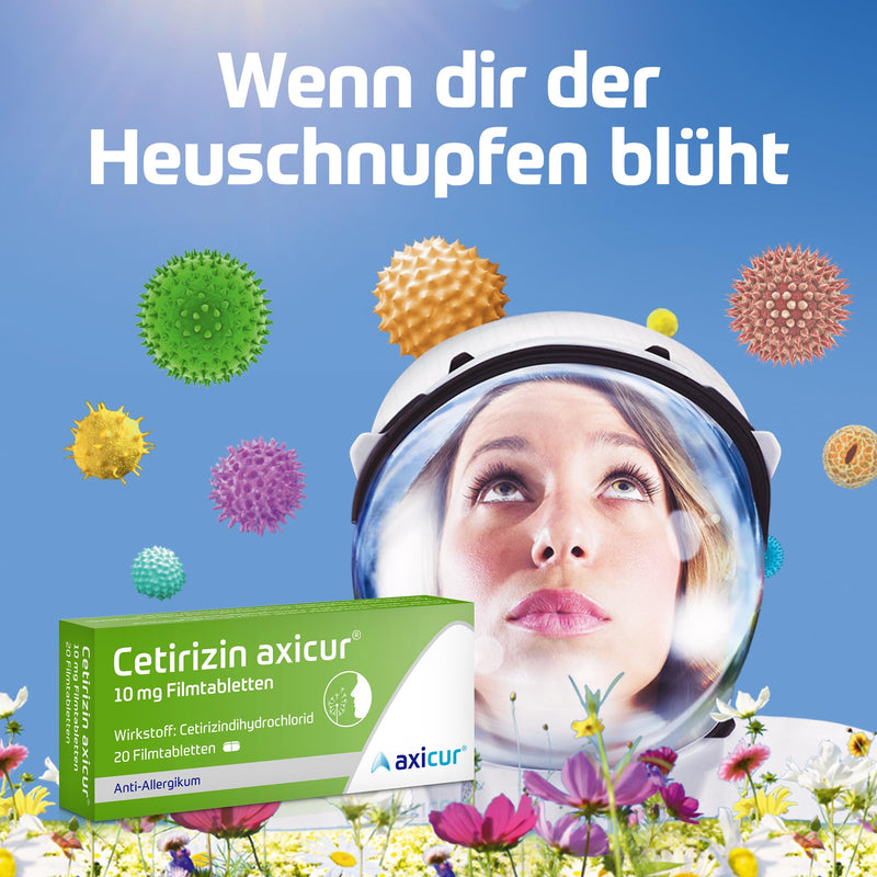 Cetirizin axicur 10 mg film-coated tablets, relief from hay fever and associated complaints such as swelling, redness and itching of the skin, suitable for treating year-round allergies, 100 pieces (pack of 1) - NewNest Australia