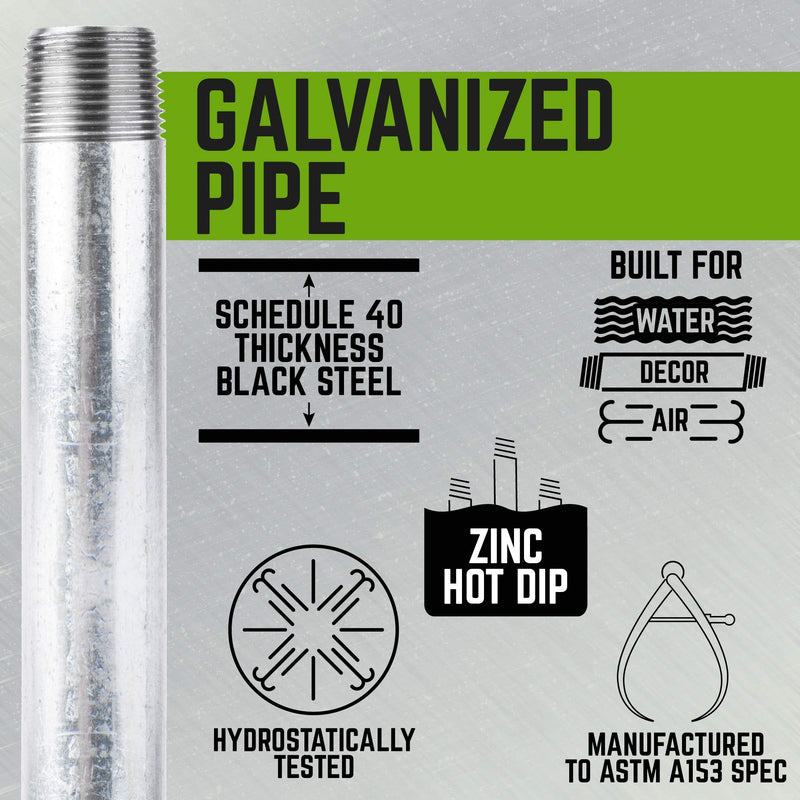 PIPE DÉCOR 3/4 in. x Close Galvanized Steel Nipple, Pre-Cut, for DIY Furniture Building and Regular Plumbing Applications, 8 Pack 3/4 x Close - NewNest Australia