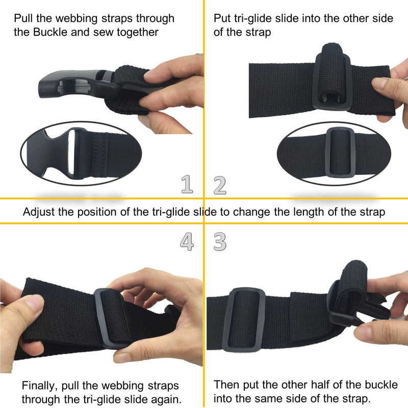 EesTeck 5 Set 1.25" Flat Buckles Dual Adjustable Buckles and Tri-Glide Slides Quick Side Release Buckle for Luggage Straps Pet Collar Backpack Repairing (Black，Fit For 1.25”/32mm Webbing Straps) 1.25"-5 Pack - NewNest Australia