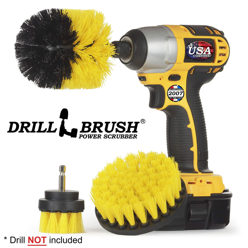 Drill Brush Attachment - Bathroom Surfaces Tub, Shower, Tile and Grout All Purpose Power Scrubber Cleaning Kit –Grout Drill Brush Set – Drill Brushes by Drill Brush Power Scrubber by Useful Products All Purpose Medium-yellow - NewNest Australia