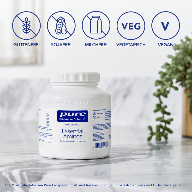 Pure Encapsulations - Essential Aminos - Balanced combination of essential amino acids - 180 vegan capsules - NewNest Australia