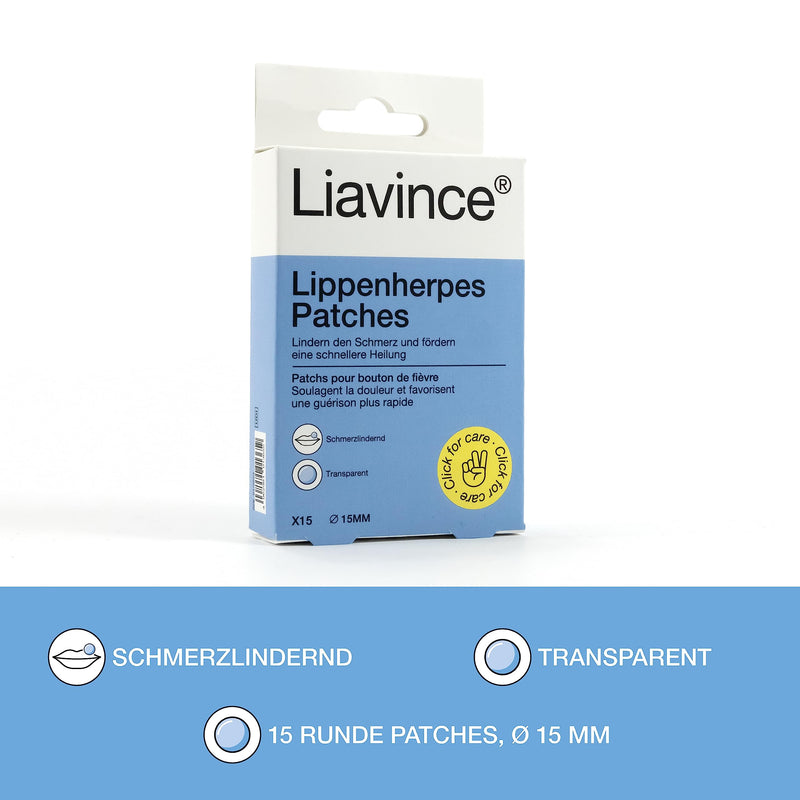 Liavince Lip Sore Patches, 15 Round Herpes Plasters 15 Mm, Transparent, Gelatin-Free, Waterproof, Pain Relief, Faster Healing, Virus Barrier, Reduce Scarring - NewNest Australia