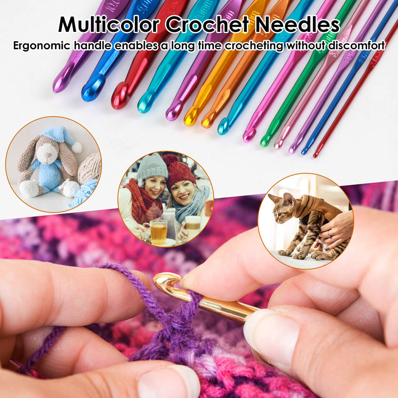 Crochet Hooks Set, Aluminum Handle Knitting Needles for Arthritic Hands, Crochet Needles for Yarn Craft, Nice Gift for Women - NewNest Australia