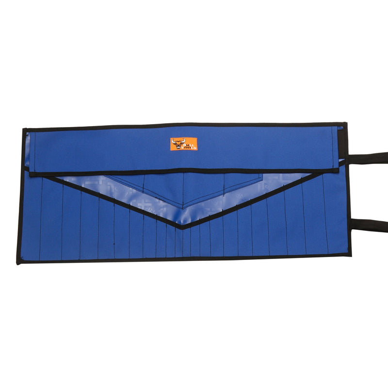 Bull Tools 26 Pockets | Hand Crafted | Heavy Weight Water Proof | 18 Oz. Ballistic Polyester Oxford Canvas | Garage Ready | Metric & SAE | Wrenches and Tools Bag Organizer Roll Up Pouch | Blue | - NewNest Australia