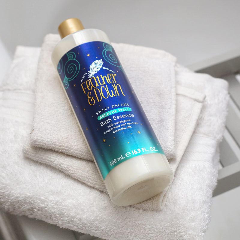 Feather & Down Sweet Dreams Breath Well Bath Essence (500ml) - Blended with Eucalyptus, Peppermint & Tea Tree Essential Oils to Prepare You for a restful Night's Sleep. Vegan Friendly & Cruelty Free. - NewNest Australia