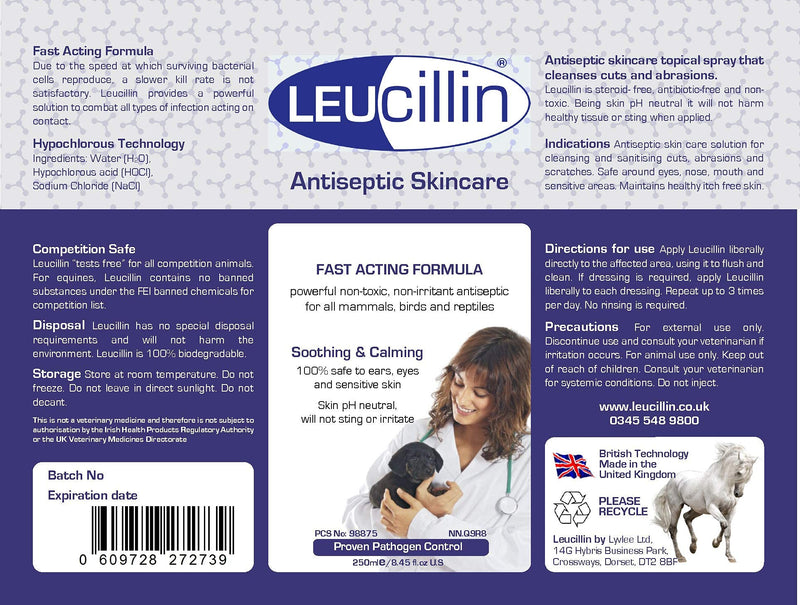 Leucillin Natural Antiseptic Spray | Antibacterial, Antifungal & Antiviral | for Dogs, Cats and All Animals | for Itchy Skin, Minor-wound Care and All Skin Care Health | 250ml - NewNest Australia