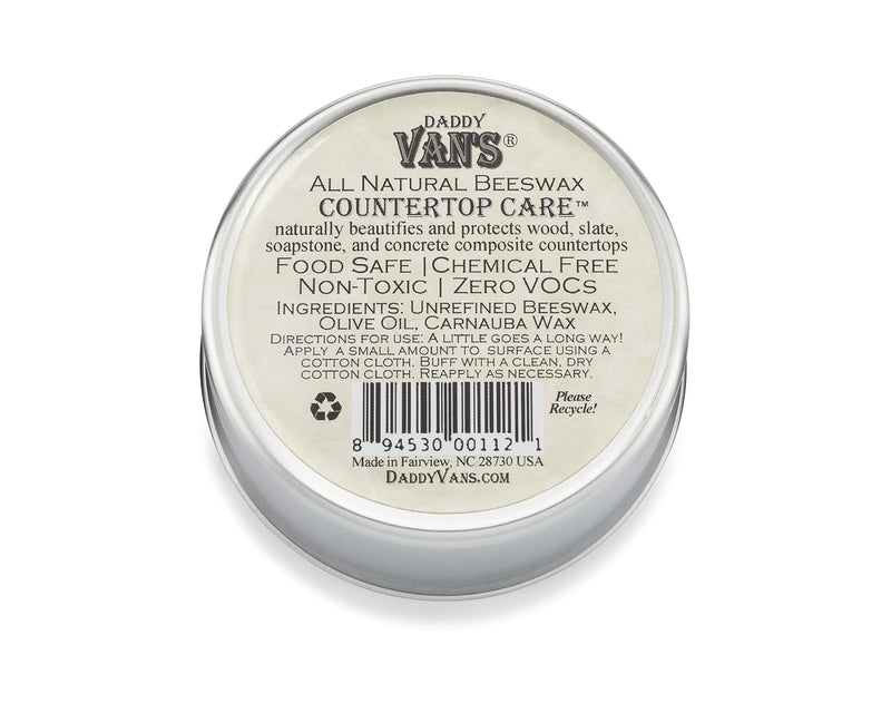 Daddy Van's® All Natural Beeswax Countertop Care for Soapstone, Slate, Concrete Composite and Butcher Block Counter Tops - Food Safe, Chemical-Free and Non-Toxic - 6 Oz. Tin - NewNest Australia