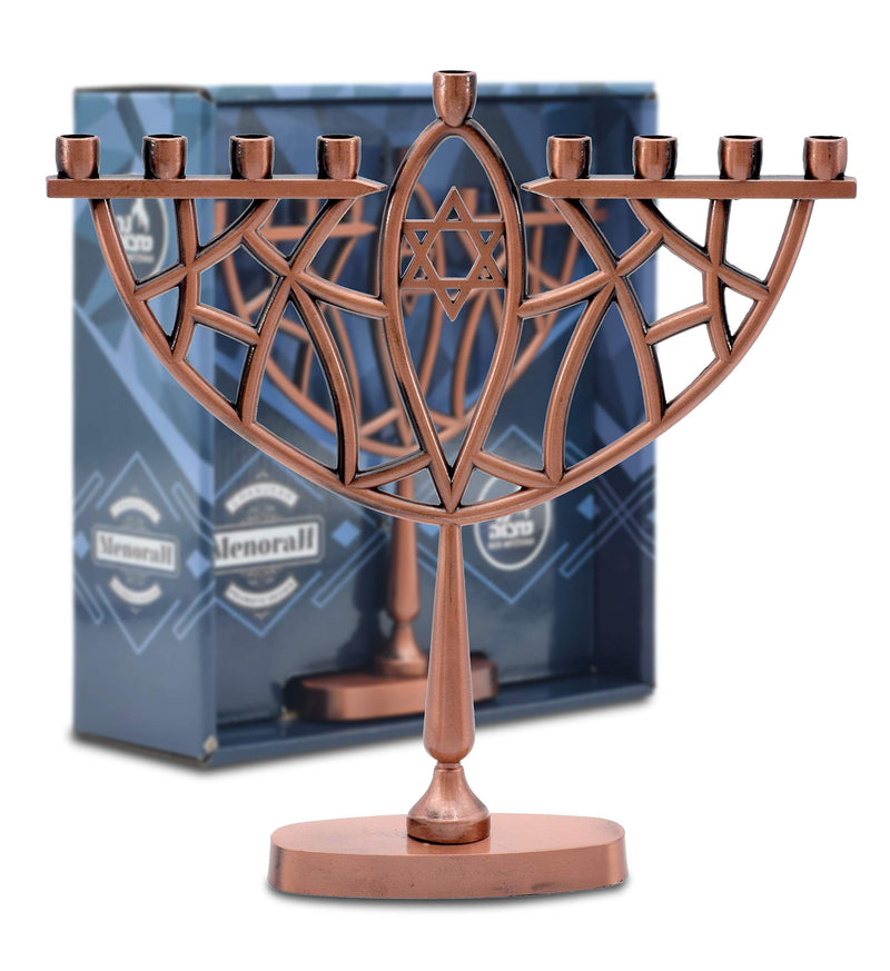 NewNest Australia - Ner Mitzvah New Prismatic Hanukkah Menorah - Menorah for Chanukah Candle - Copper Finish 