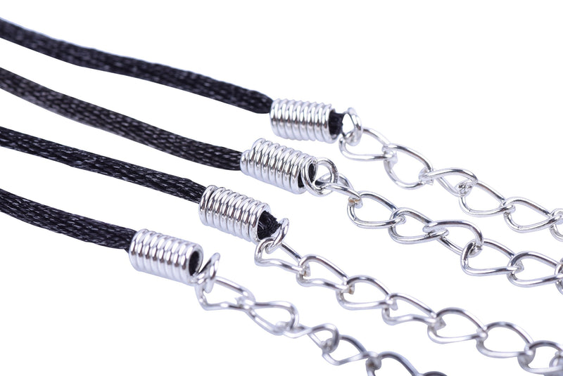 KONMAY 50pcs Black Satin Silk Necklace Cord 2.0mm/18'' with 2'' Extension Chain Lead&Nickel Free 18'' - NewNest Australia