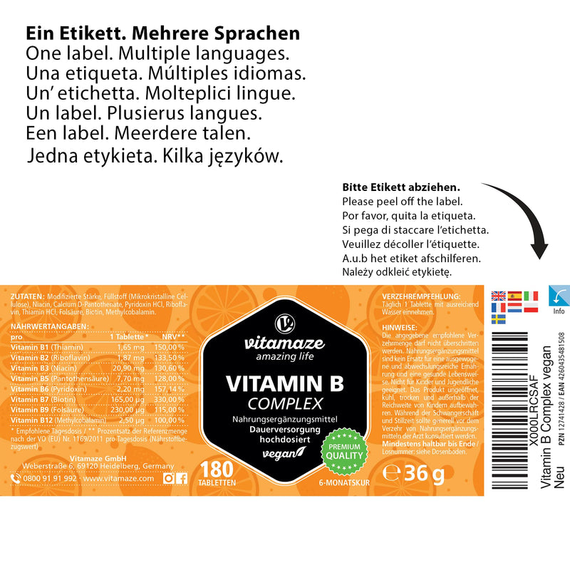 Vitamin B Complex Extra High Dose, 120 Vegan Tablets For 4 Months, All B Vitamins With Optimal Bioavailability, Natural Food Supplement Without Additives, Made In Germany - NewNest Australia