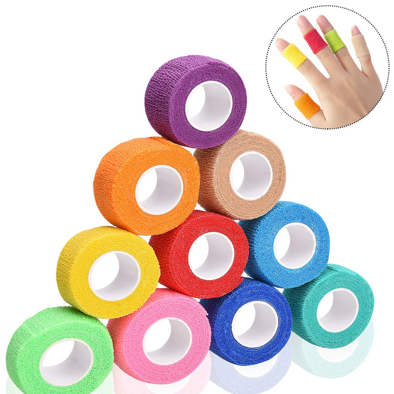 Noverlife 12 Colors Non-wonven Self Adhesive Bandage Wrap for Finger Guard Nail Protector, 2.5cm x 4.5m / 1" x 5yd Waterproof Cohesive Elastic Tape Sports Fixing Band Stretch Wrap - NewNest Australia