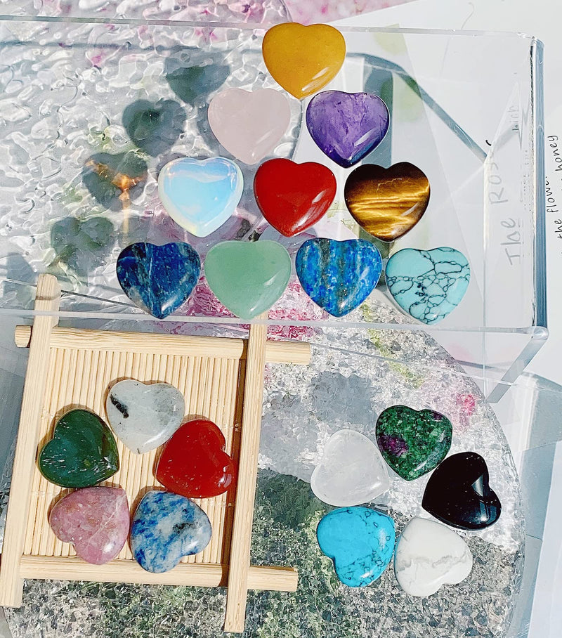 XIANNVXI 20 Pcs Healing Crystals Heart Gemstones Natural Healing Crystal Gifts Love Palm Pocket Stones Reiki Chakra Crystals Multicolour-20pcs - NewNest Australia