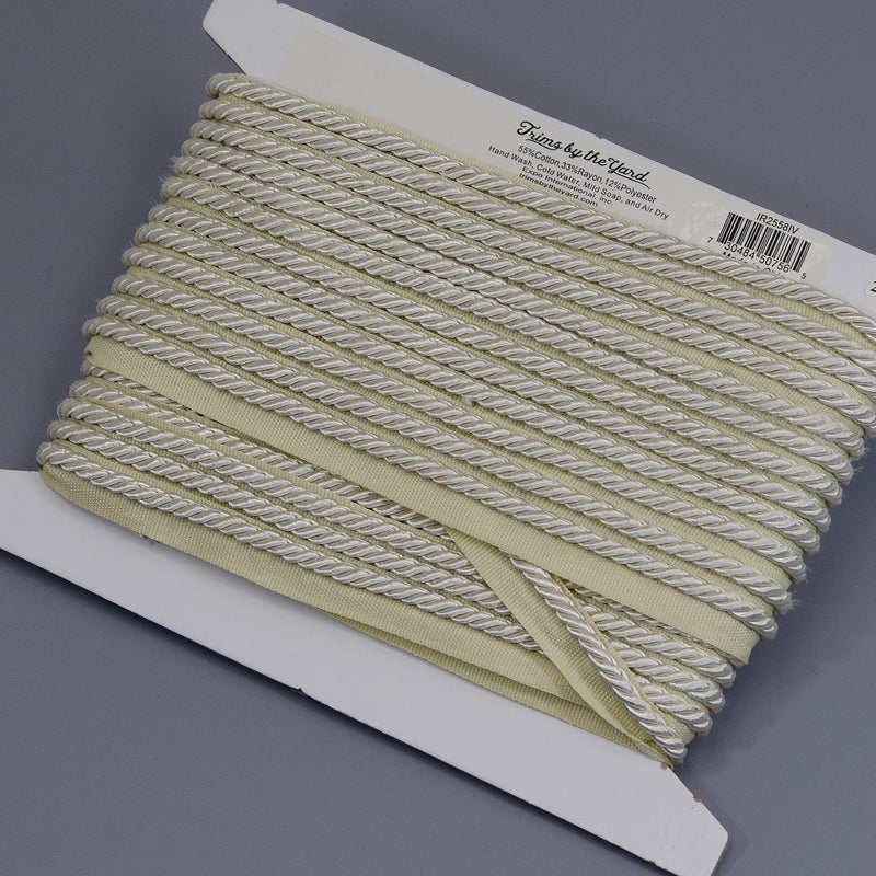 Trims by the Yard Ebony 1/8" Twisted Lip Cord Ivory | (10 Yard Cut) Trim - NewNest Australia
