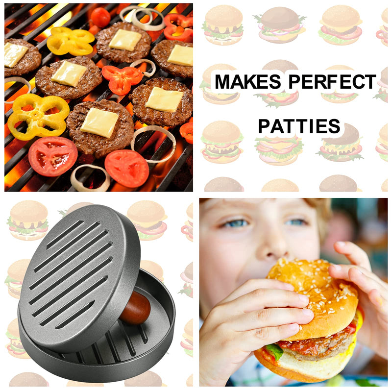 PIQUEBAR Burger Press Patty Maker Stainless Steel Hamburger Mold Non-Stick with 100 Patty Papers - NewNest Australia