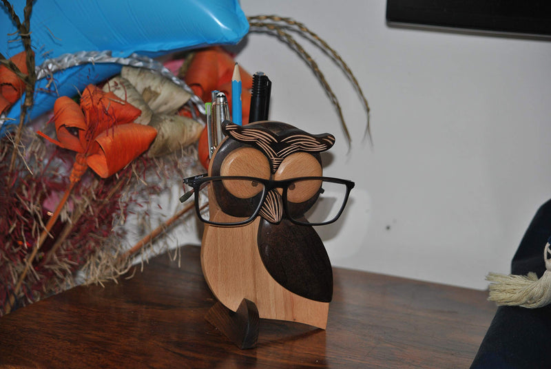 NewNest Australia - Artistic India - Handmade Wooden Spectacles Eyeglass Holder/Stand(for Desktop/Table Display Item) 