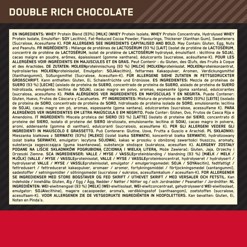 Optimum Nutrition Gold Standard 100% Whey Protein Powder for Muscle Building and Recovery with Naturally Occurring Glutamine and BCAA Amino Acids, Double Rich Chocolate, 29 Servings, 899g 2lb - NewNest Australia