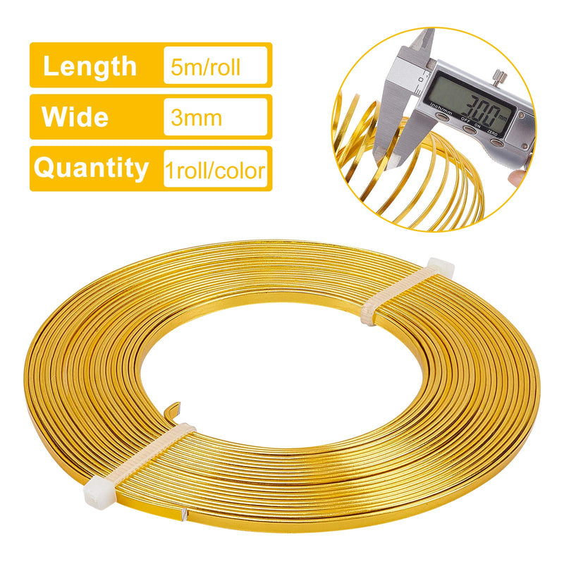 BENECREAT 2 Rolls 33 Feet Gold Sliver Flat Jewelry Craft Wire 3mm Wide Aluminum Wire for Bezel Jewelry Making, Sculpting, Armature Craft 2 Mixed Color - NewNest Australia
