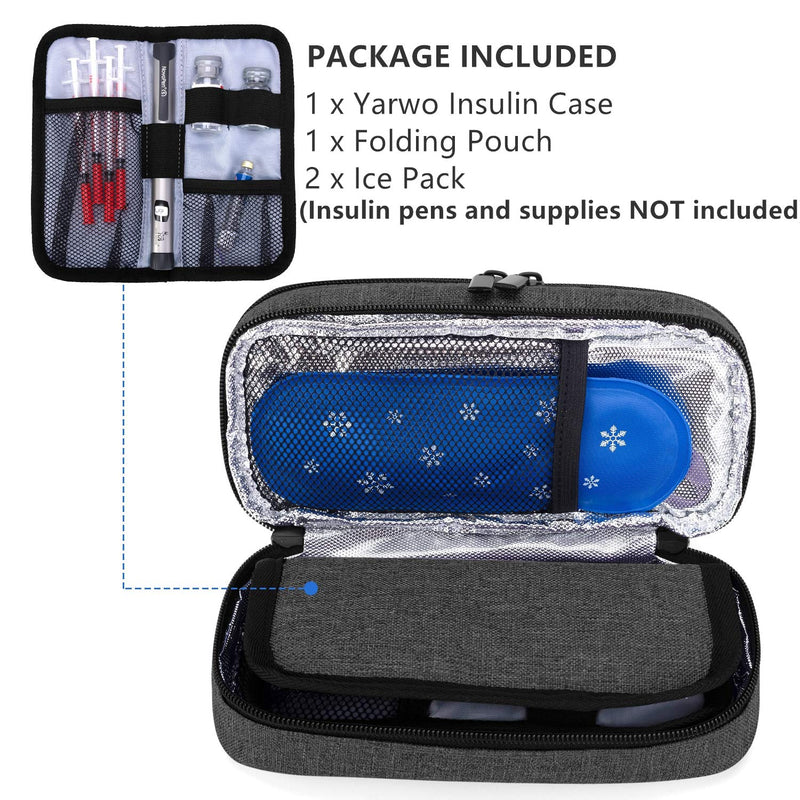 Yarwo Insulin Cooler Travel Case, Double-Layer Diabetic Travel Case with 2 Ice Packs, Diabetic Supplies Organizer for Insulin Pens, Blood Glucose Monitors or Other Diabetes Care Accessories, Black - NewNest Australia