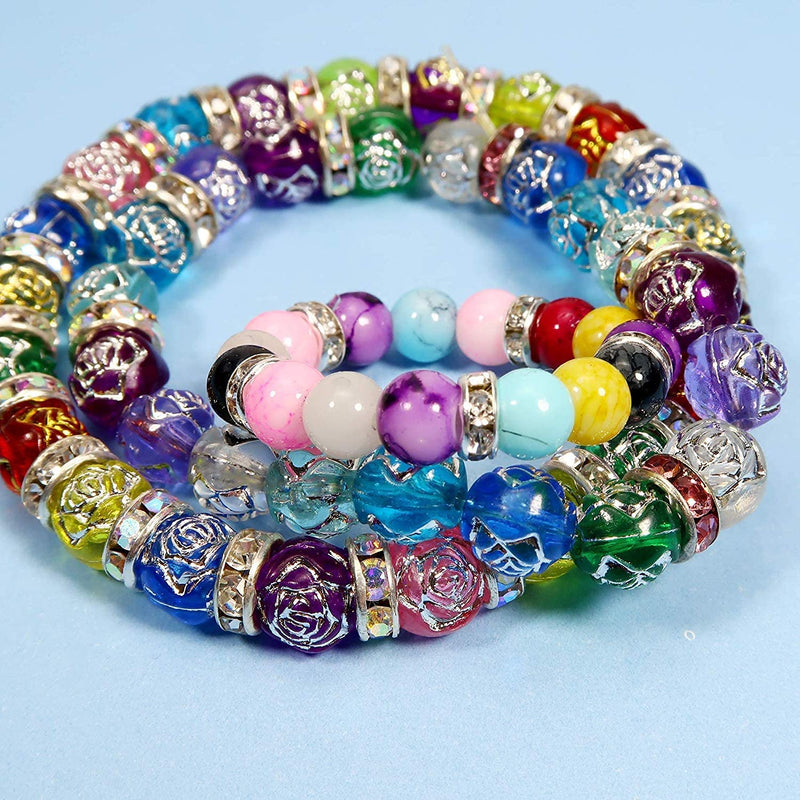 Allb 100Pcs Rondelle Spacer Beads 4mm Silver Plated Czech Crystal Rhinestone for Jewelry Making Loose Beads for Bracelets Light Blue - NewNest Australia