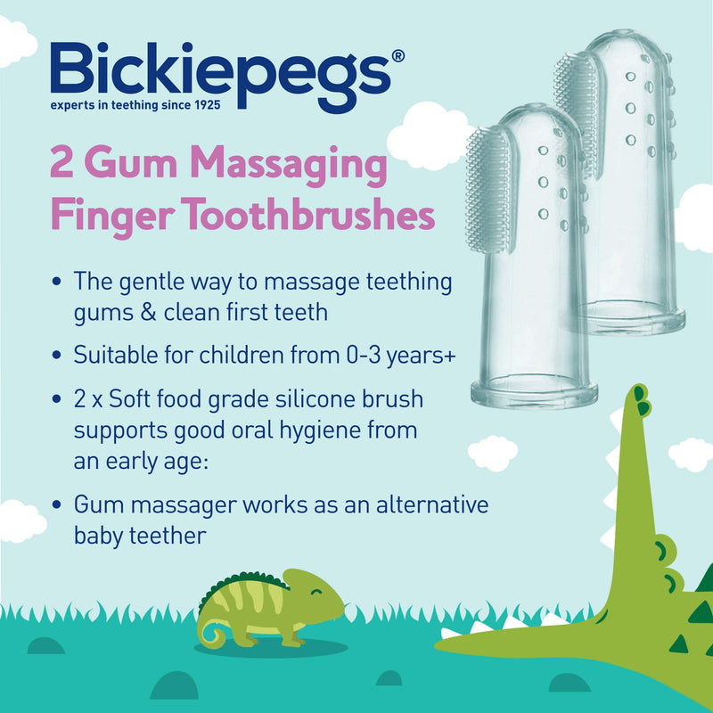 Bickiepegs 2 Gum Massaging Finger Toothbrushes- Finger Toothbrush & Gum Massager - Soft Bristle Baby Toothbrush for Brushing and Teething - First Toothbrush for Babies and Toddlers (Single Pack) - NewNest Australia